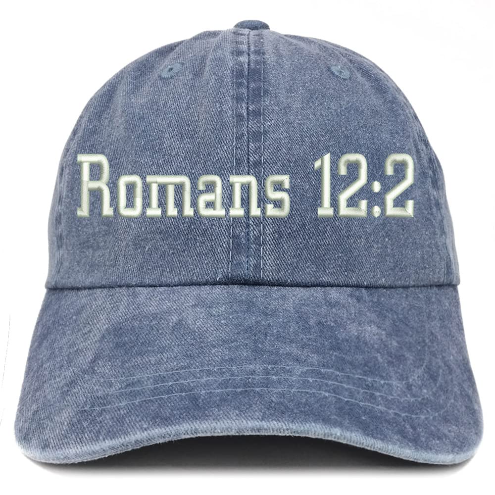 Trendy Apparel Shop Romans 12:2 Washed Pigment Dyed Baseball Cap