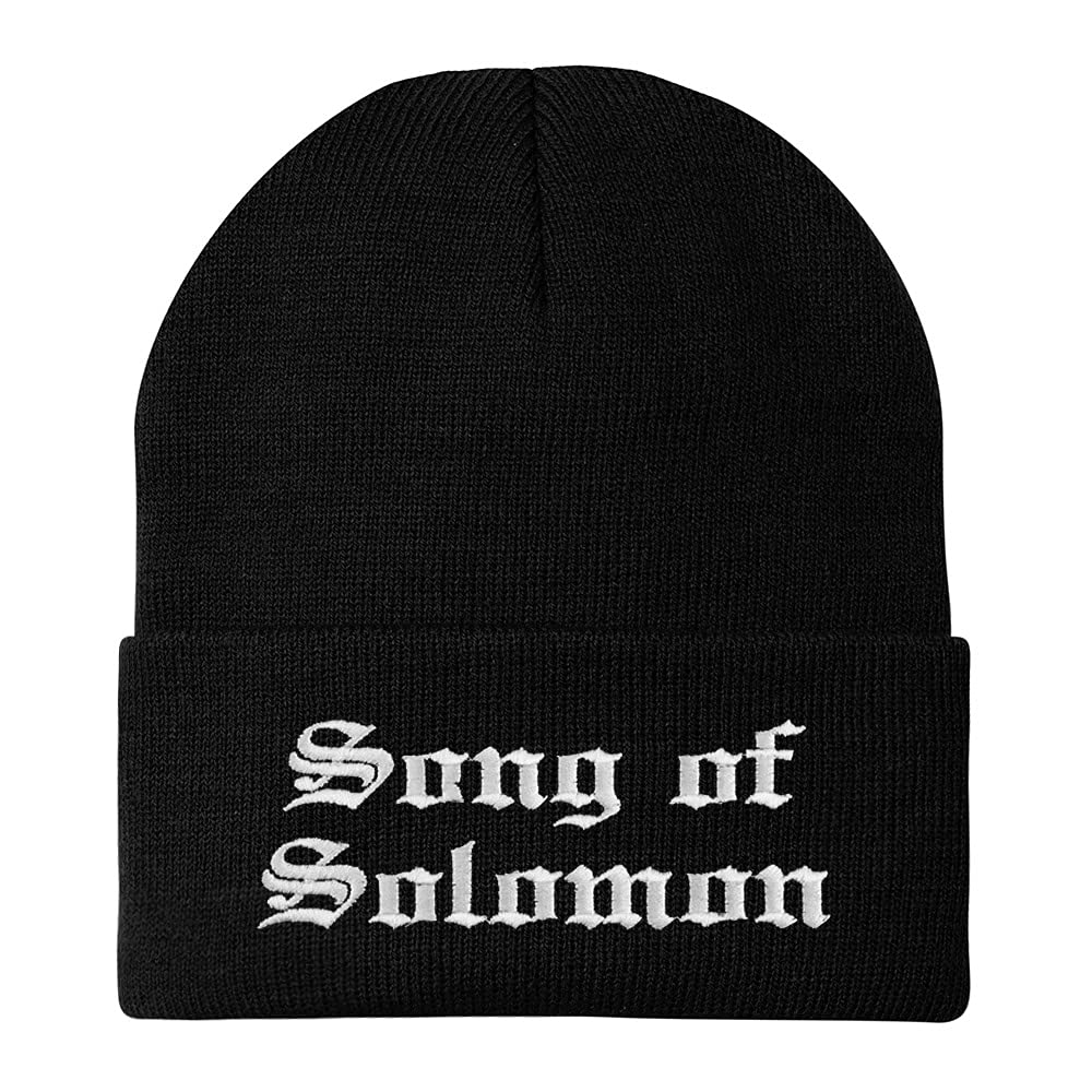 Trendy Apparel Shop Song of Solomon Old English Embroidered Long Cuff Beanie