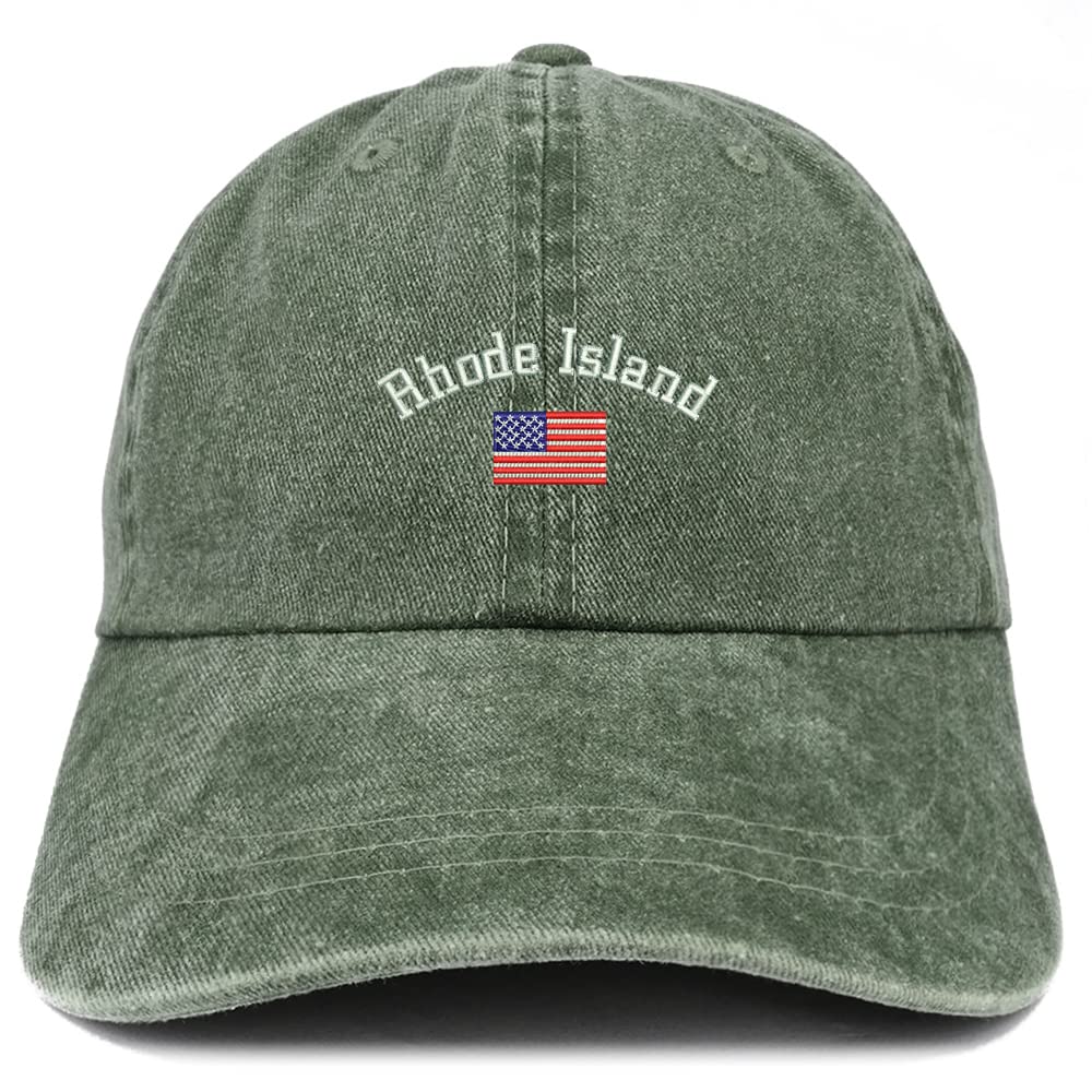 Trendy Apparel Shop Rhode Island USA Flag Pigment Dyed Washed Baseball Cap
