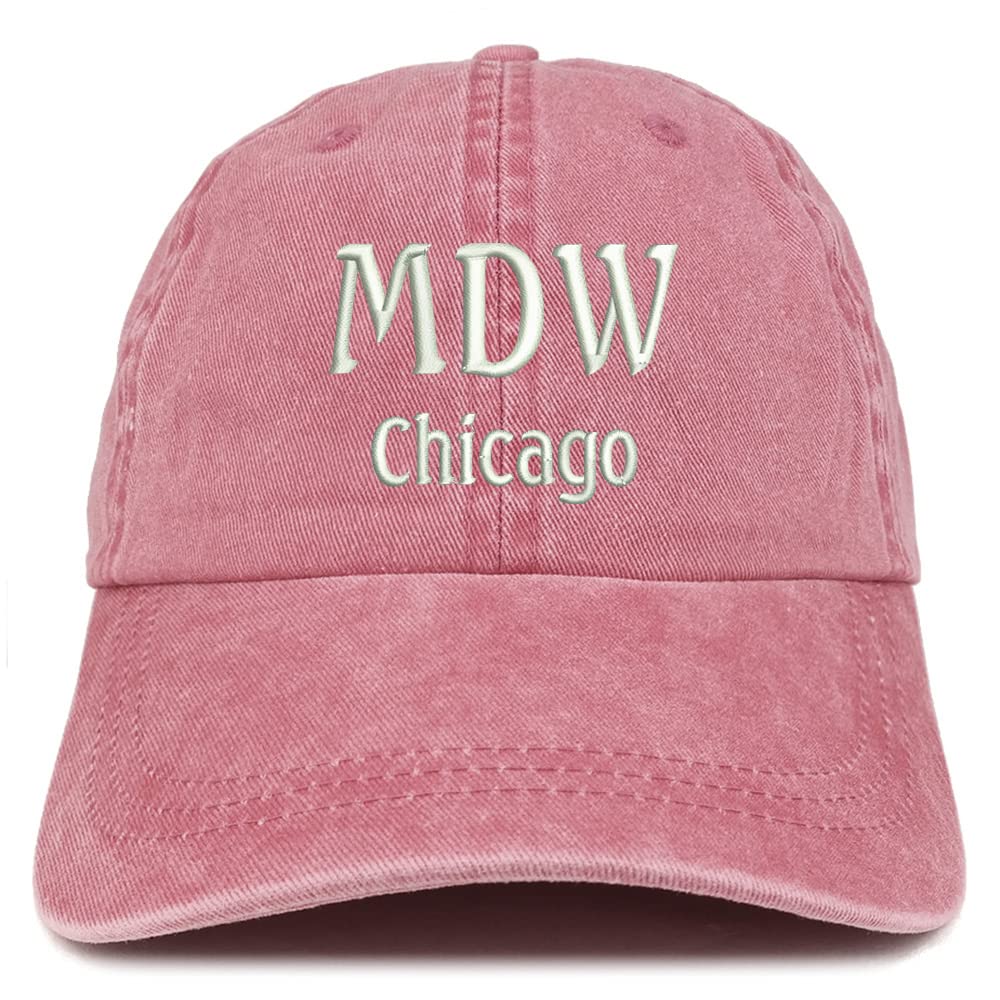 Trendy Apparel Shop MDW Chicago Embroidered Pigment Dyed Washed Baseball Cap