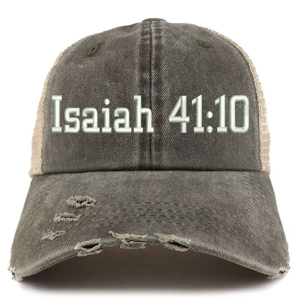Trendy Apparel Shop Isaiah 41:10 Frayed Bill Trucker Mesh Back Cap