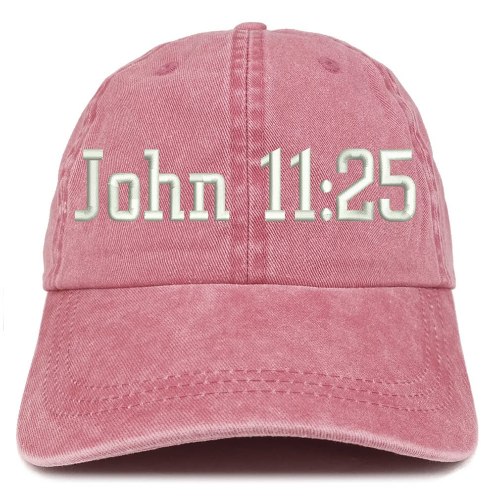 Trendy Apparel Shop John 11:25 Washed Pigment Dyed Baseball Cap