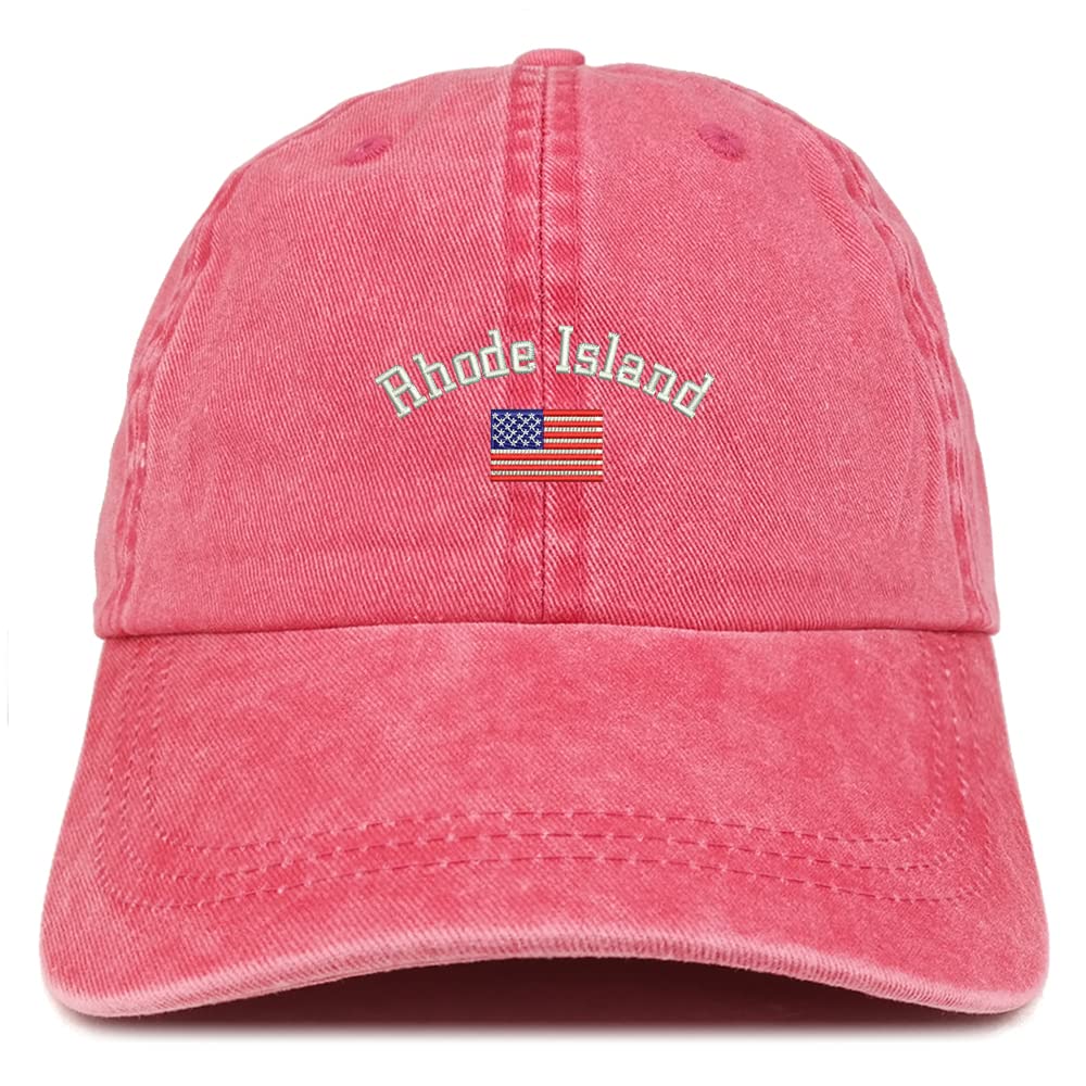 Trendy Apparel Shop Rhode Island USA Flag Pigment Dyed Washed Baseball Cap