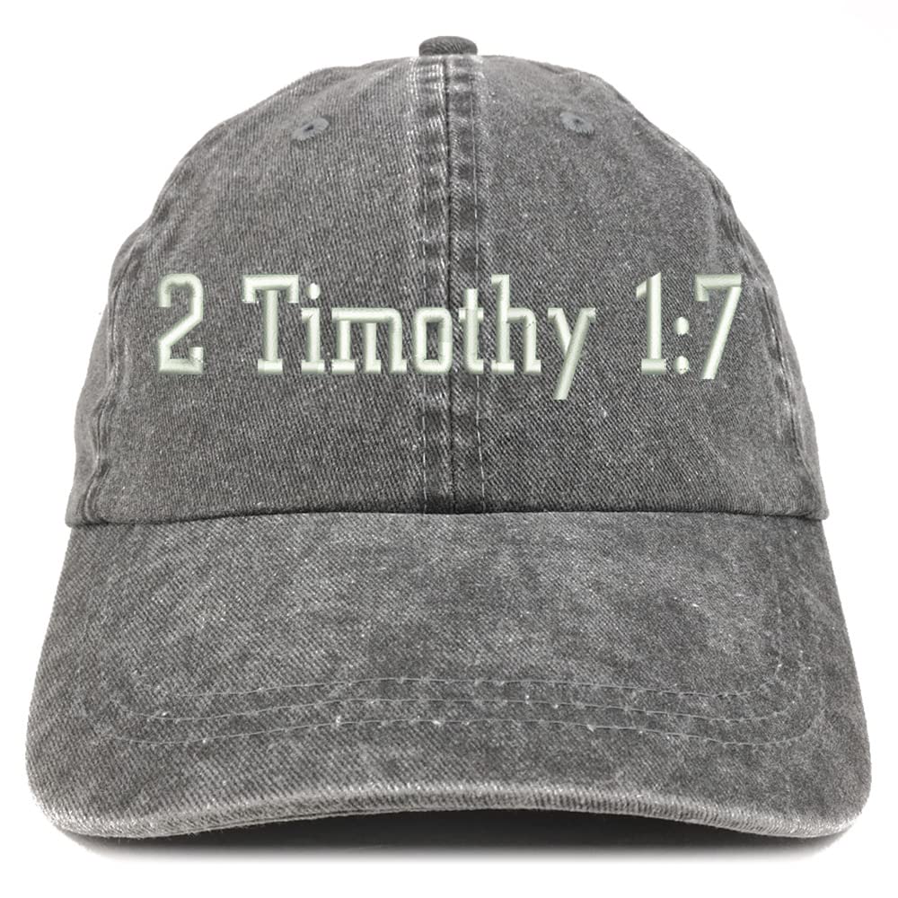Trendy Apparel Shop 2 Timothy 1: 7 Washed Pigment Dyed Baseball Cap