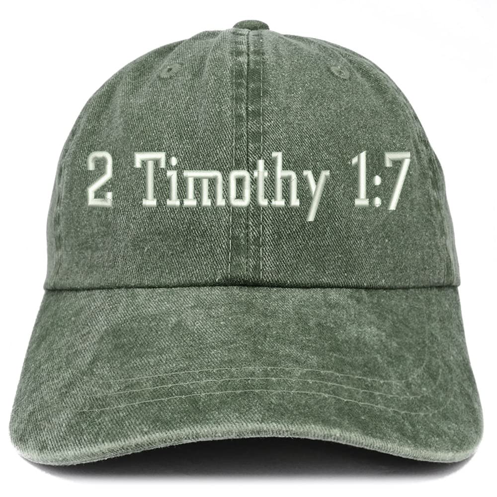 Trendy Apparel Shop 2 Timothy 1: 7 Washed Pigment Dyed Baseball Cap
