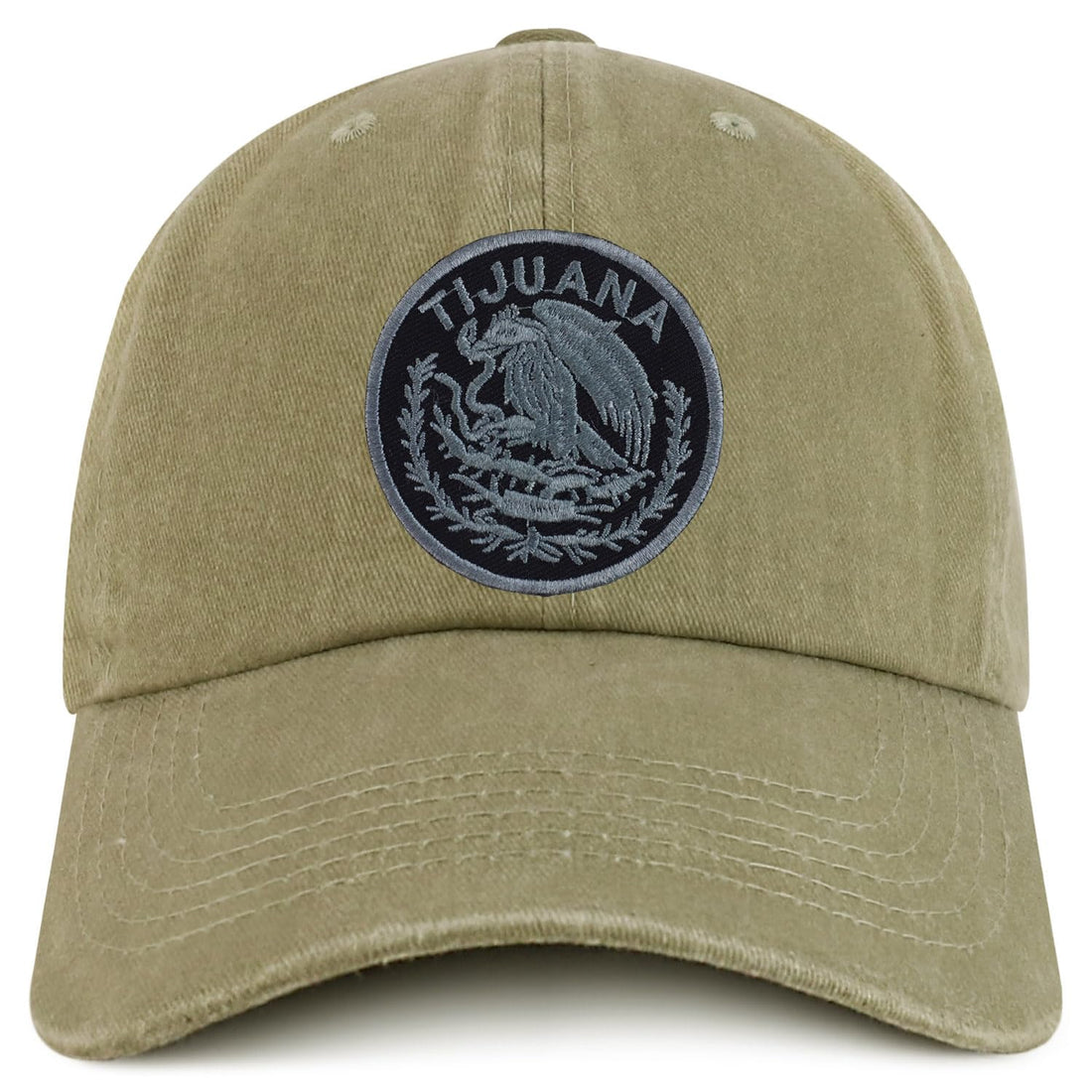 Trendy Apparel Shop Tijuana Mexico Charcoal Embroidered Patch Pigment Dyed Washed Baseball Cap