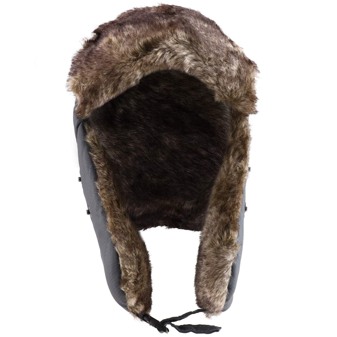 Trendy Apparel Shop Men's Faux Fur Lined Nylon Removable Mouth Guard Trapper Hat