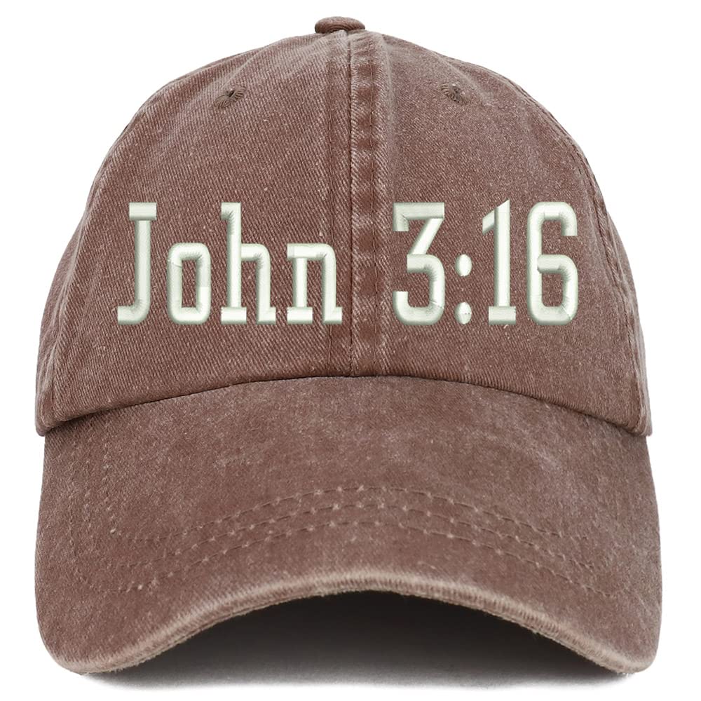 Trendy Apparel Shop John 3:16 Washed Pigment Dyed Baseball Cap
