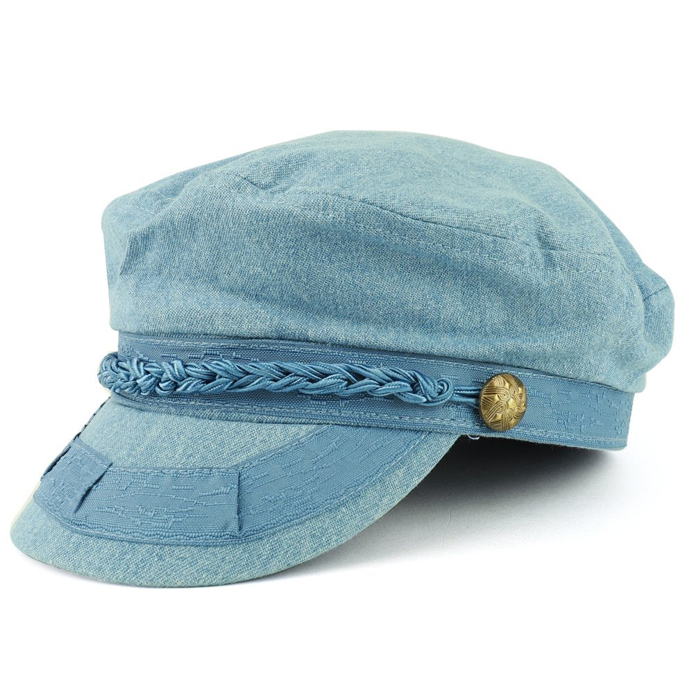 Trendy Apparel Shop 100% Cotton Baker Boy Cap with Rope Band