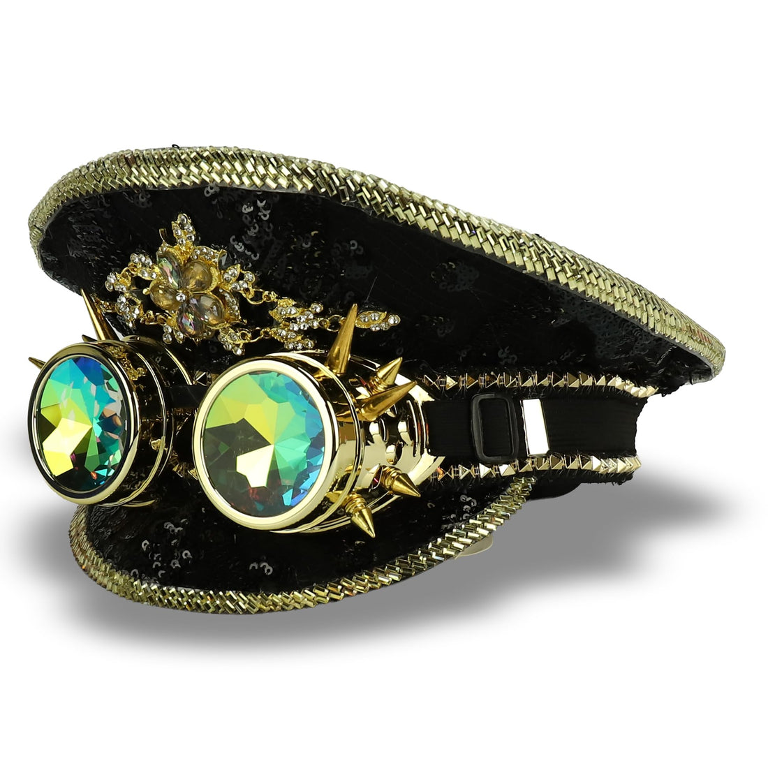 Trendy Apparel Shop Festival Party Sparkly Sequin Rhinestone Captain Hat
