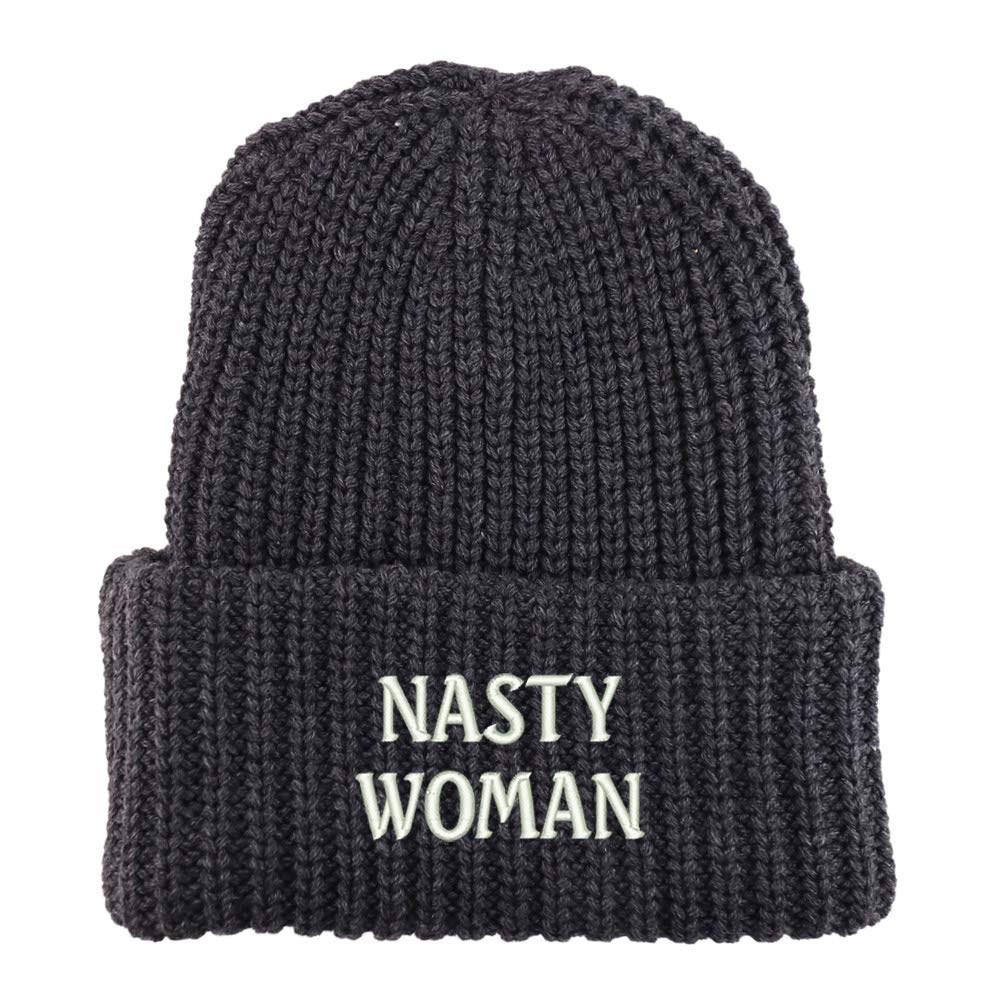 Trendy Apparel Shop Nasty Woman Long Cuffed Thick Ribbed Knit Beanie