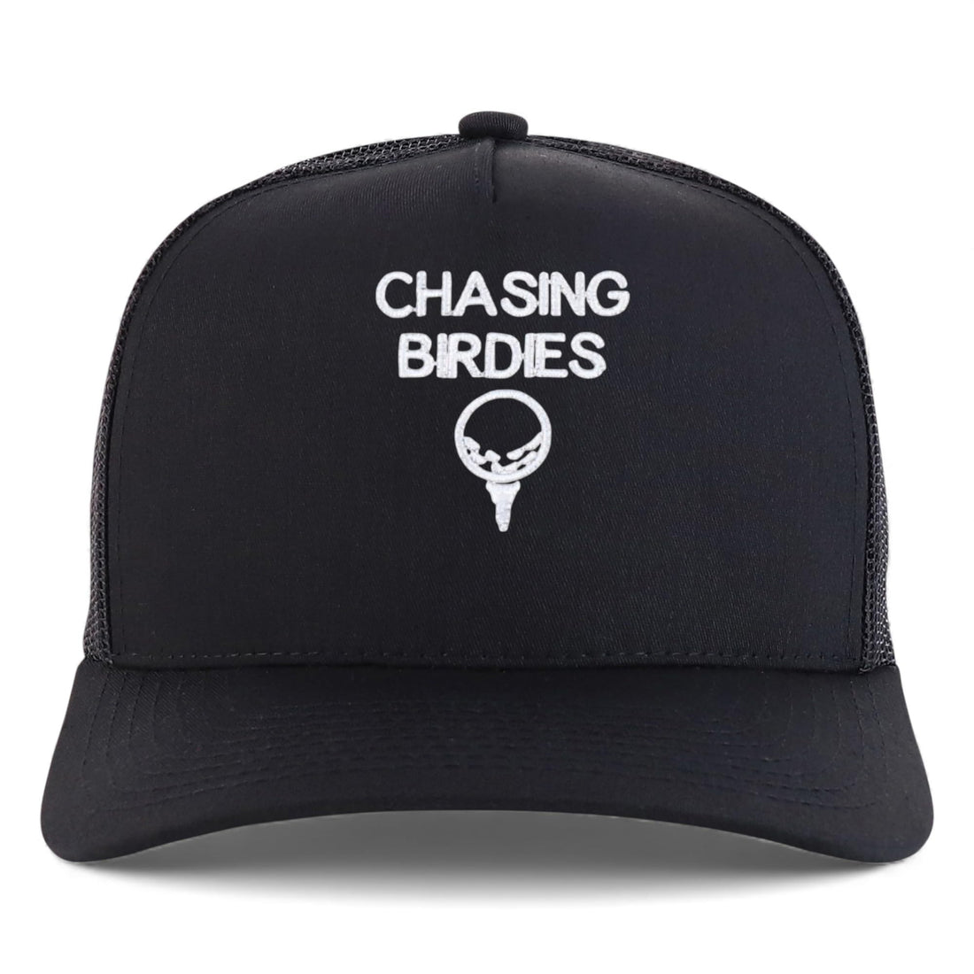 Trendy Apparel Shop Chasing Birdies Embroidered 5 Panel Snapback Trucker Cap