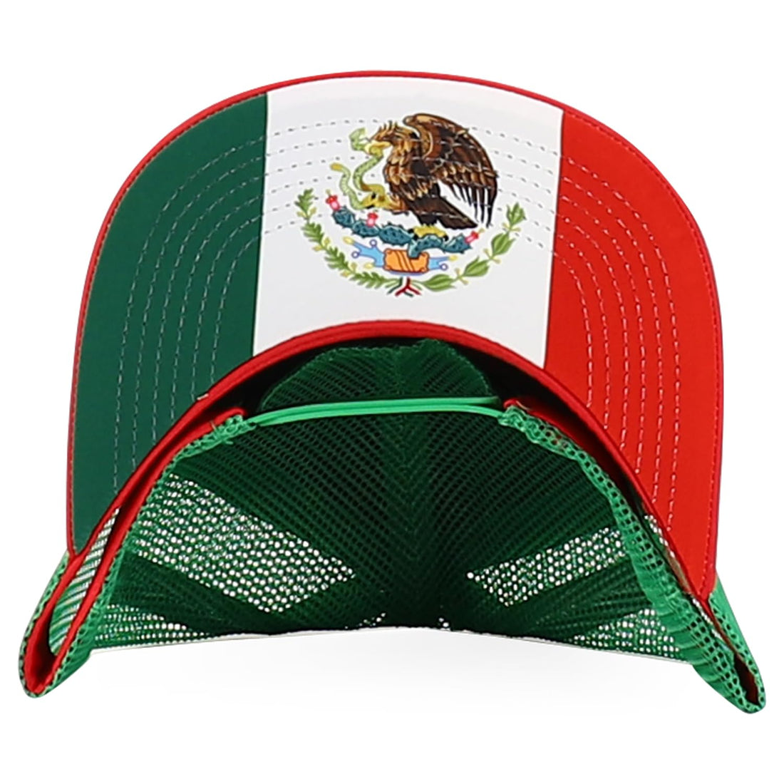 Trendy Apparel Shop 5 Panel Structured Trucker Cap with Mexico Flag Design Undervisor