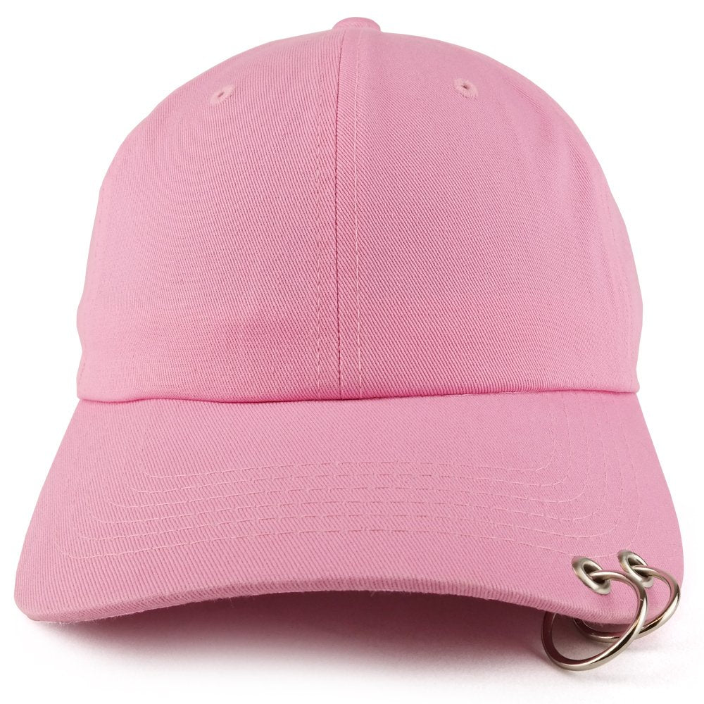 Trendy Apparel Shop Two Rings Pierced Plain Cotton Unstructured Adjustable Dad Hat
