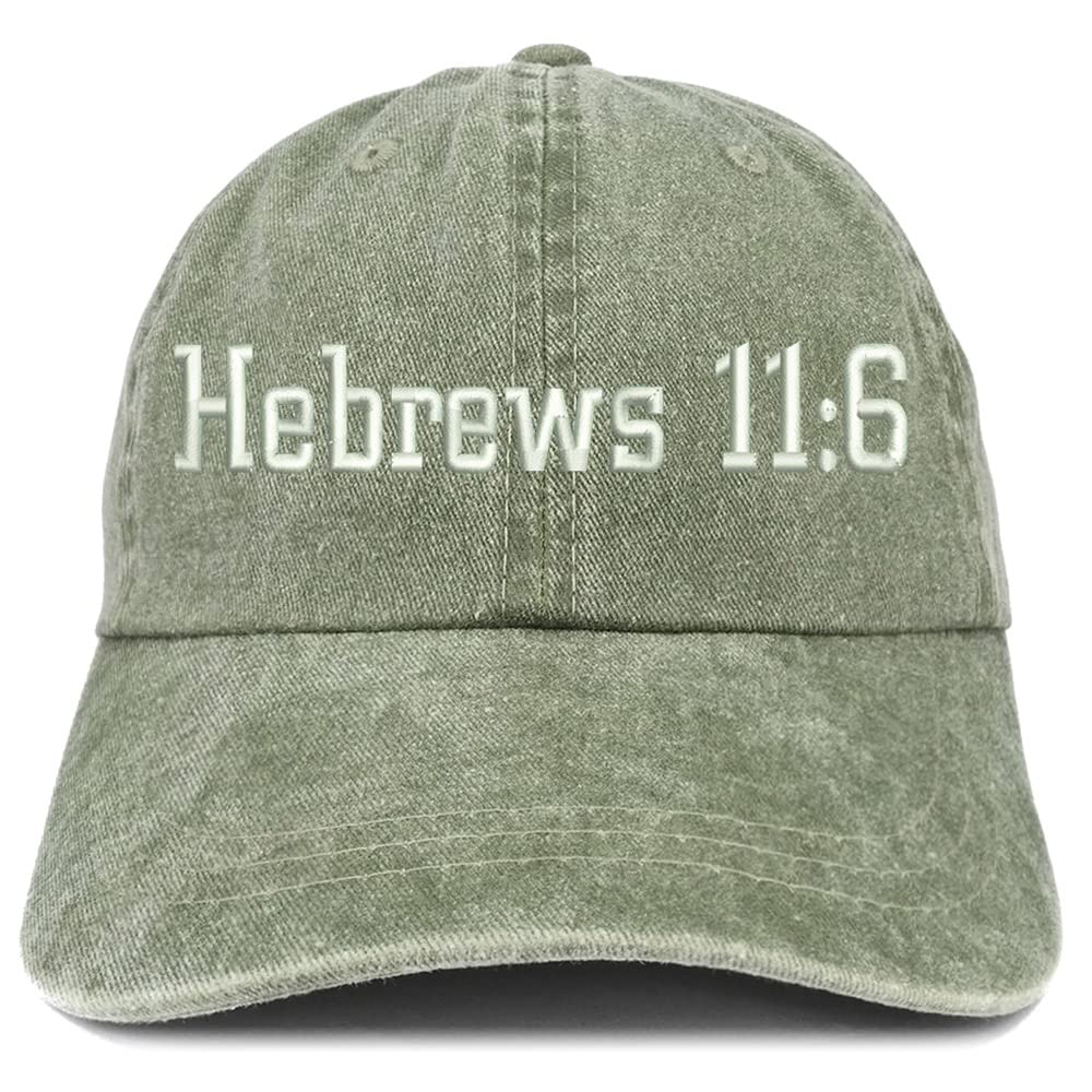Trendy Apparel Shop Hebrew 11:6 Washed Pigment Dyed Baseball Cap