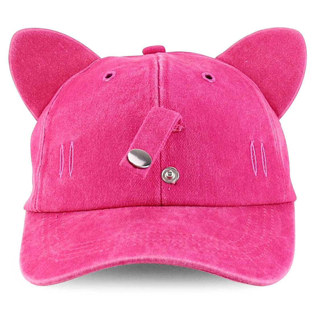 Trendy Apparel Shop Washed Cotton Cat Ear Baseball Cap with Sunglasses Holder