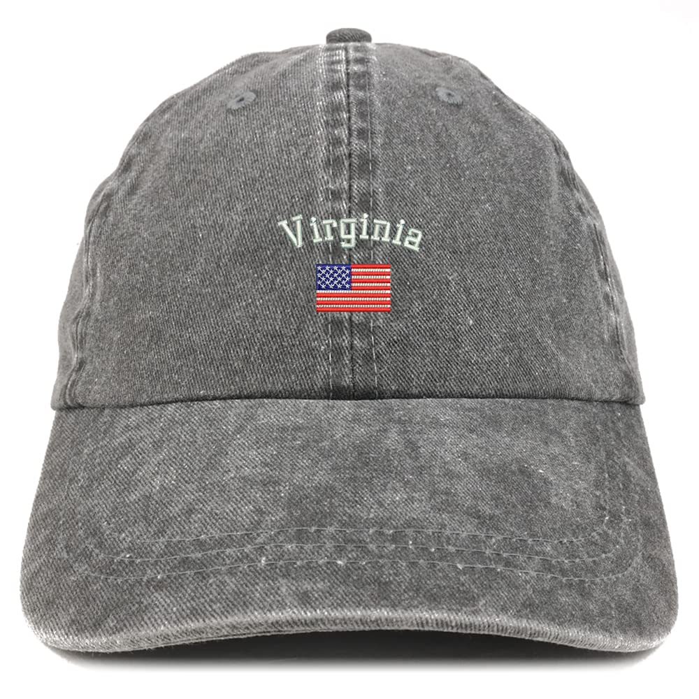 Trendy Apparel Shop Virginia USA Flag Pigment Dyed Washed Baseball Cap