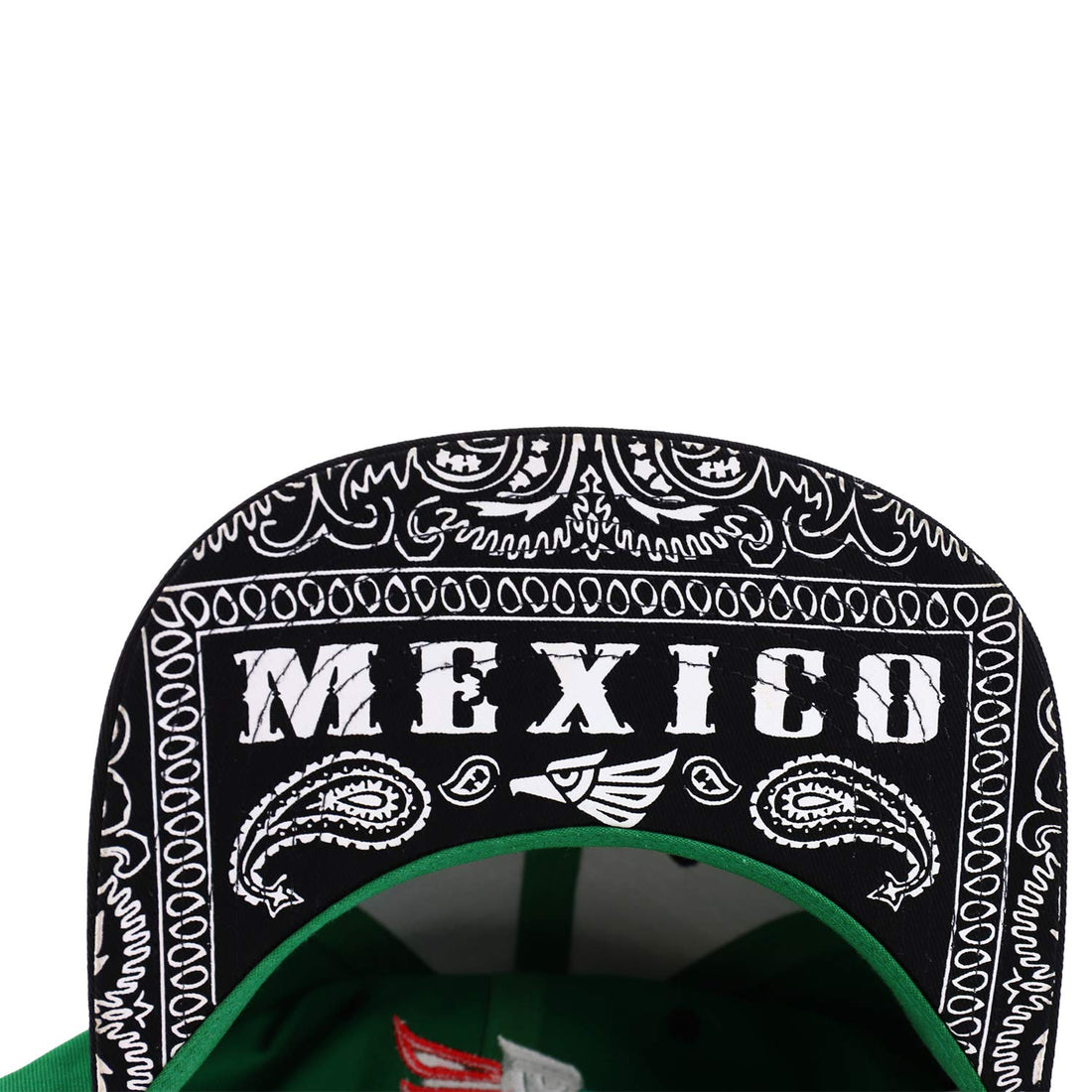 Trendy Apparel Shop Hecho En Mexico Eagle 3D Embroidered Snapback Cap - Green Black