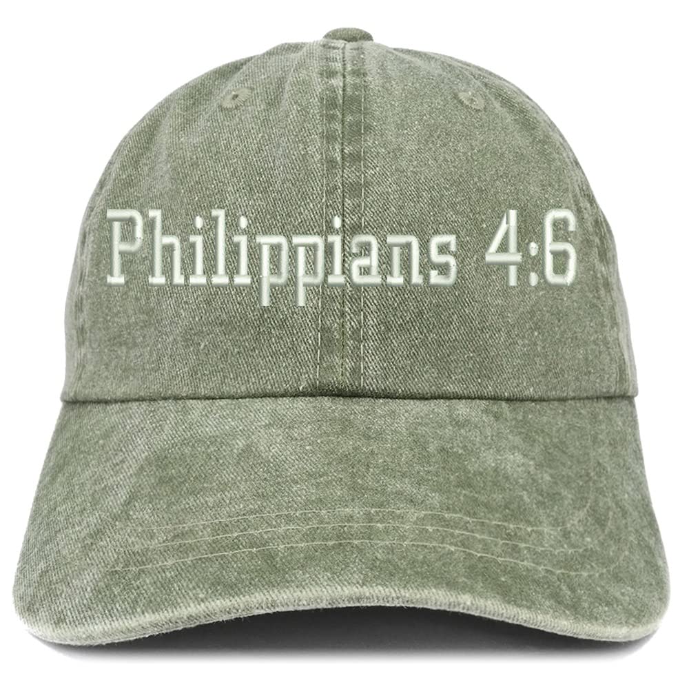 Trendy Apparel Shop Philippians 4:6 Washed Pigment Dyed Baseball Cap