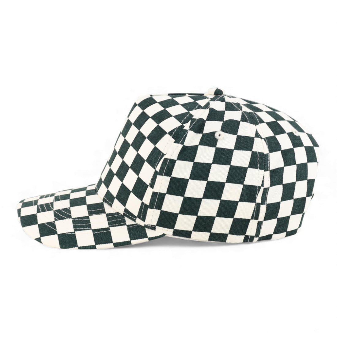 Trendy Apparel Shop Structured 5 Panel Checkered Print Baseball Cap