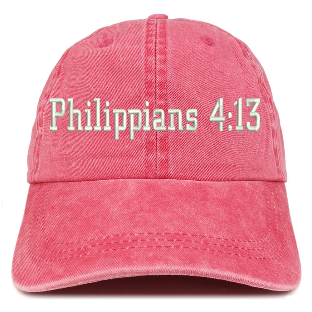 Trendy Apparel Shop Philippians 4:13 Washed Pigment Dyed Baseball Cap
