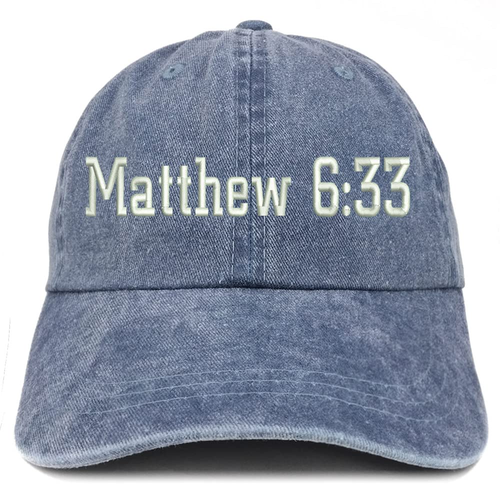 Trendy Apparel Shop Matthew 6:33 Washed Pigment Dyed Baseball Cap