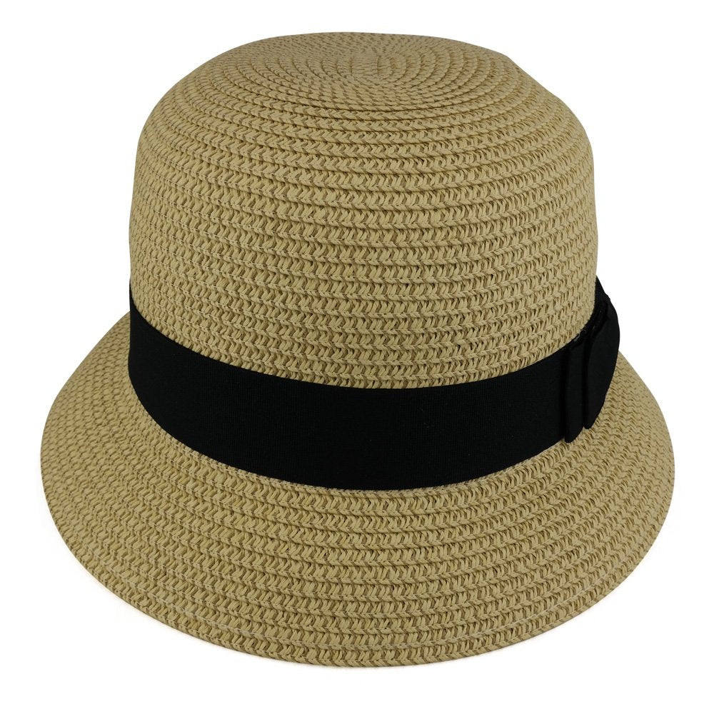 Trendy Apparel Shop Womens Trendy Cloche Paper Braid Bucket Hat