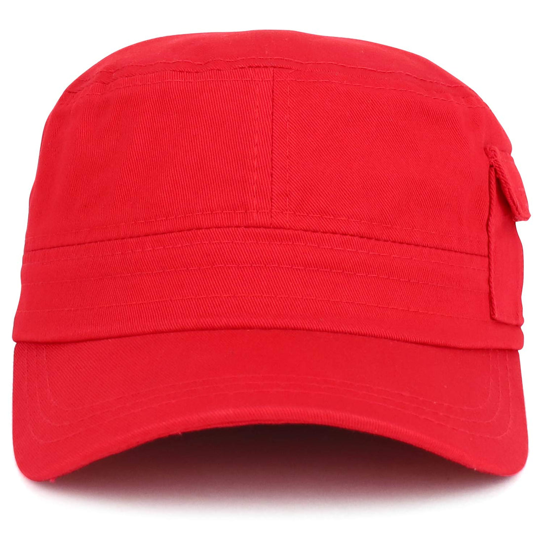 Trendy Apparel Shop Plain Castro Flat Top Style Army Cap with Pocket