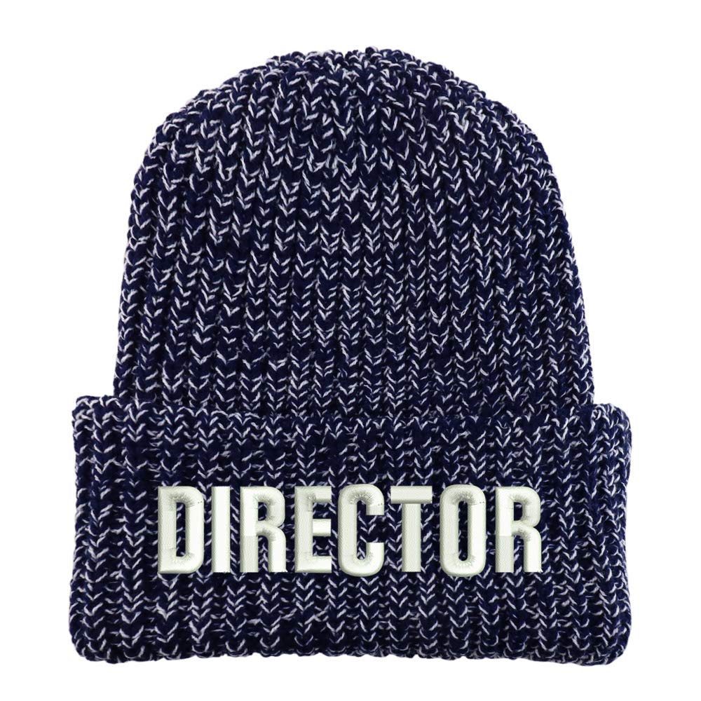 Trendy Apparel Shop Director Embroidered Long Cuffed Thick Ribbed Knit Beanie
