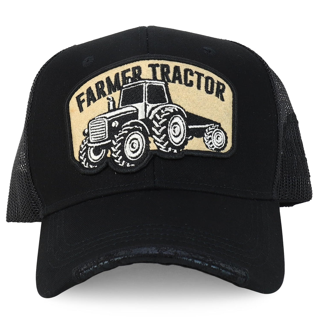 Trendy Apparel Shop Farmer Tractor Embroidered Mesh Back Baseball Cap