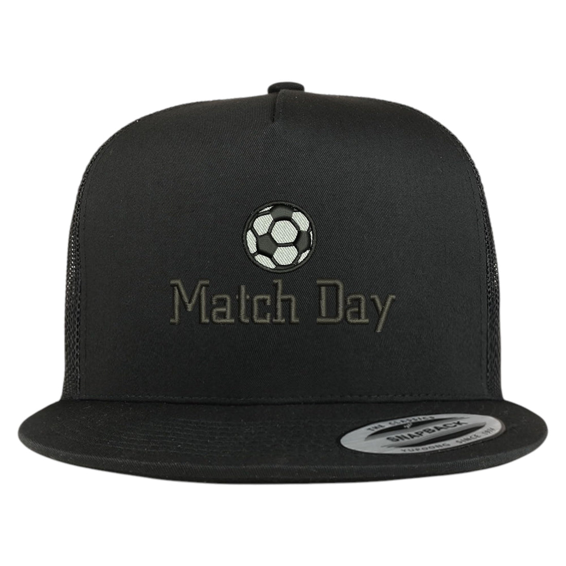 Trendy Apparel Shop Soccer Match Day Embroidered 5 Panel Flatbill Trucker Mesh Cap