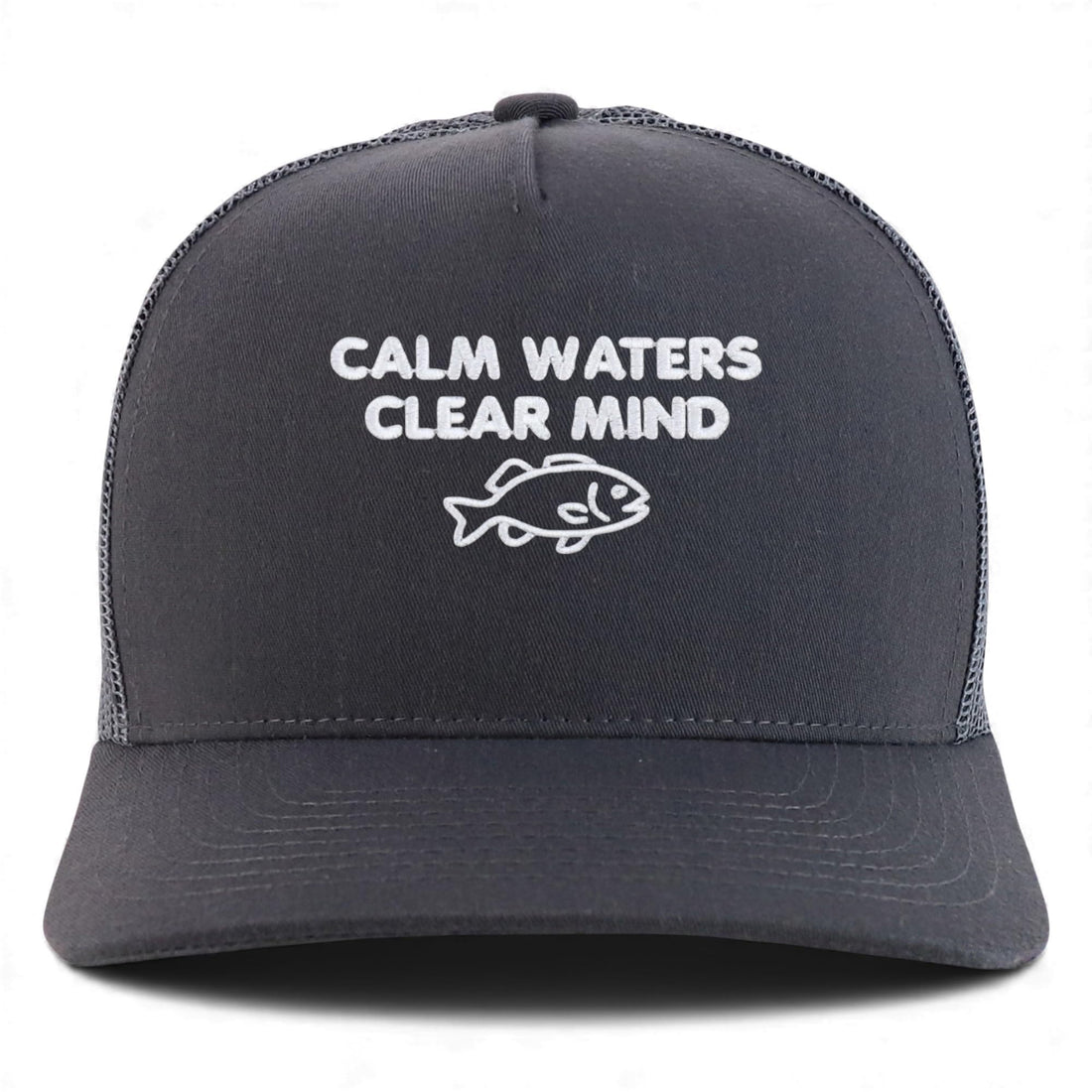 Trendy Apparel Shop Calm Waters Clear Mind Embroidered 5 Panel Snapback Trucker Cap