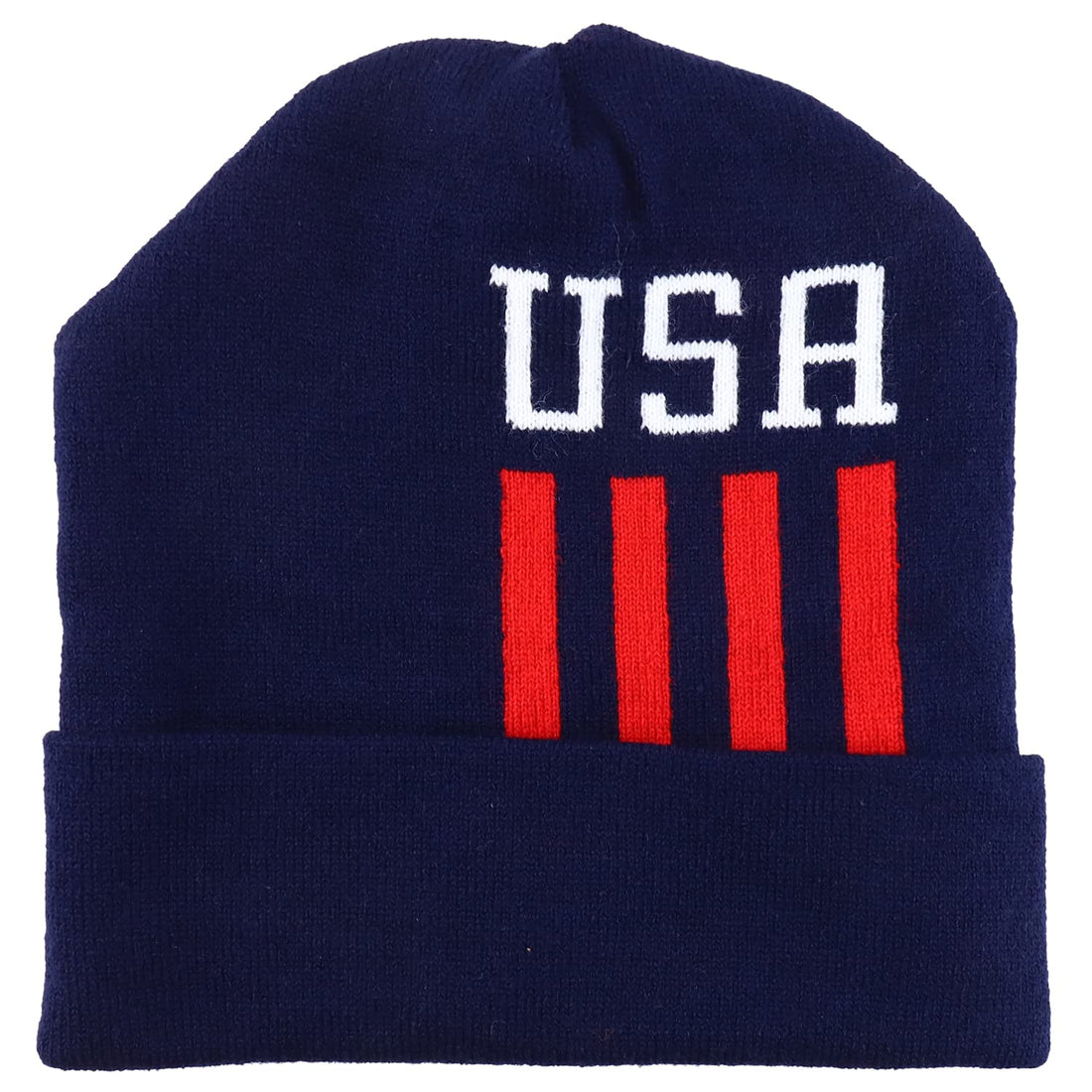 Trendy Apparel Shop Made in USA Patriotic Pattern Long Cuff Winter Beanie