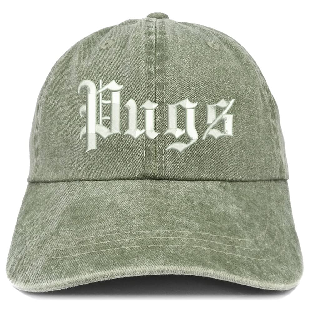 Trendy Apparel Shop Old English Pugs Washed Pigment Dyed Baseball Cap