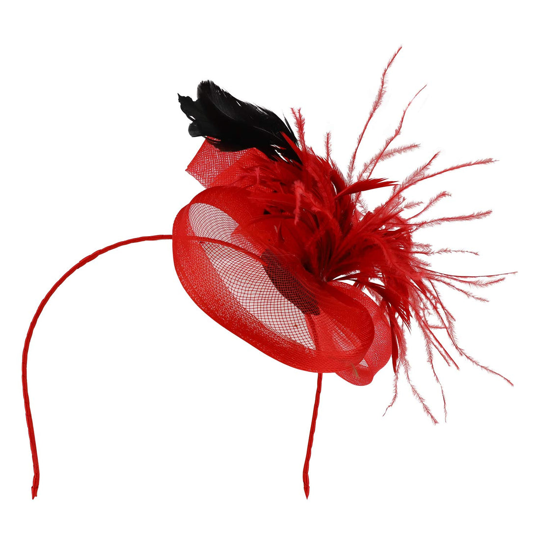 Trendy Apparel Shop Tall Feather Accented Netting Fascinator Headband