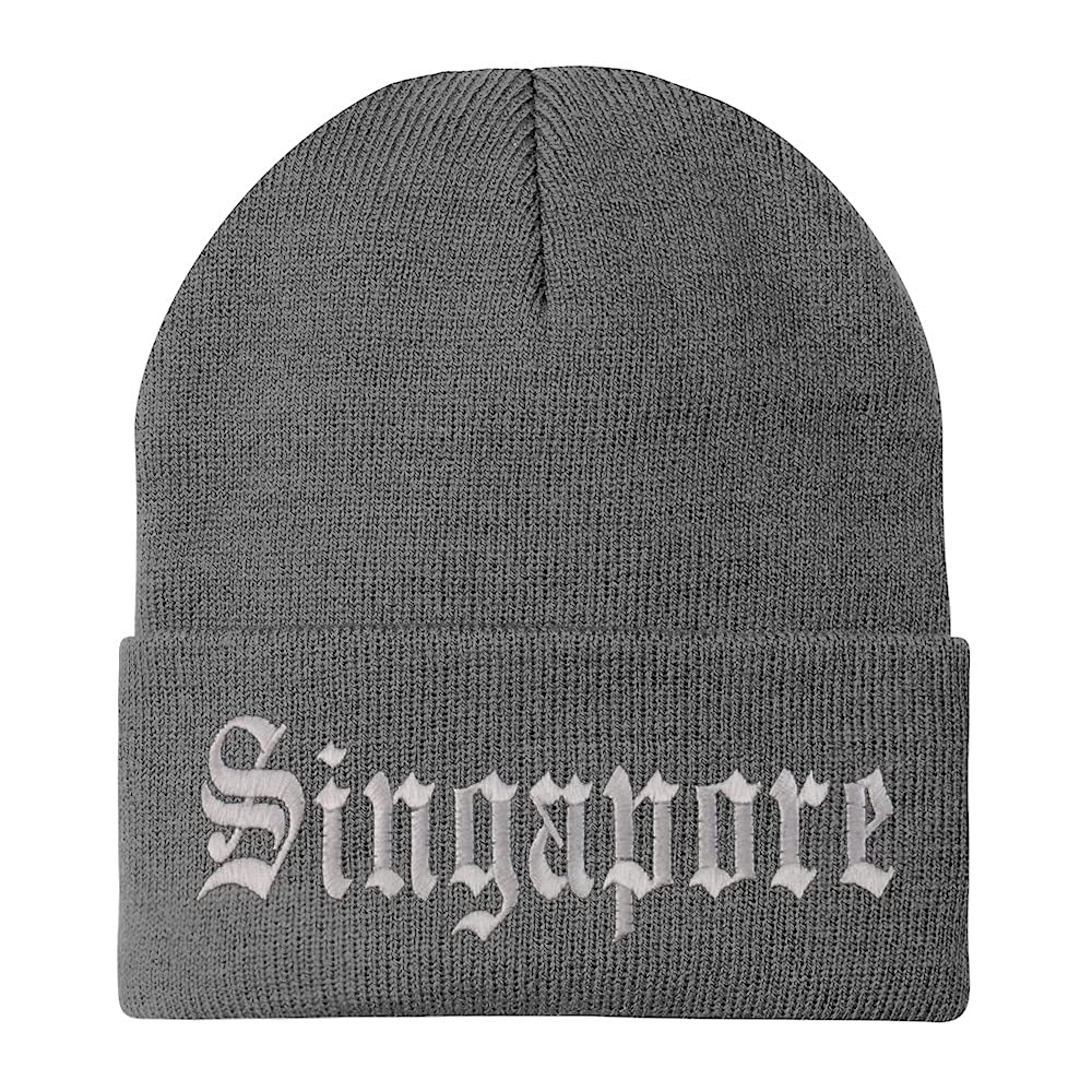 Trendy Apparel Shop Singapore Old English Embroidered Long Cuff Beanie
