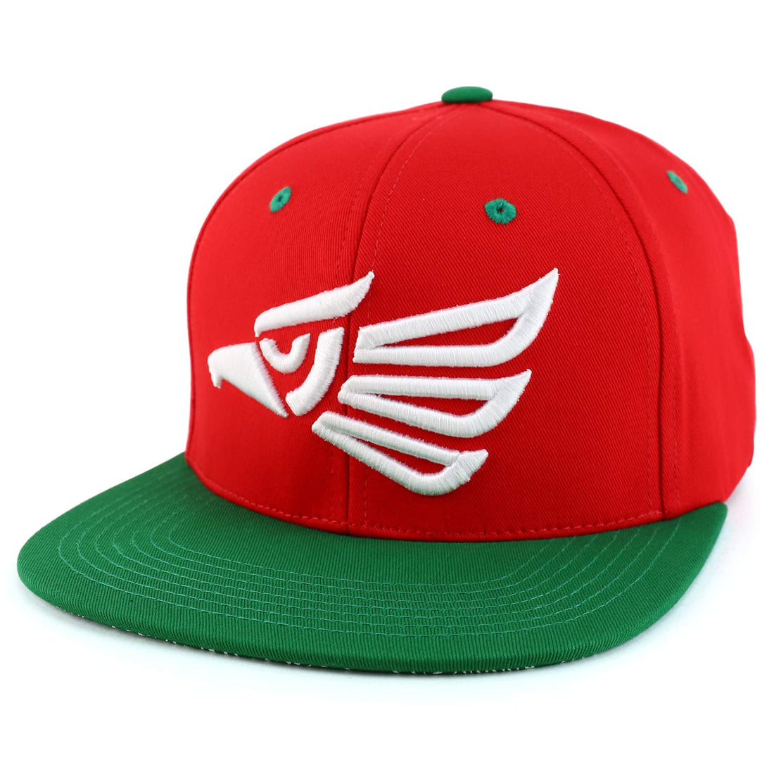 Trendy Apparel Shop Hecho En Mexico Eagle 3D Embroidered Snapback Cap - Red Green