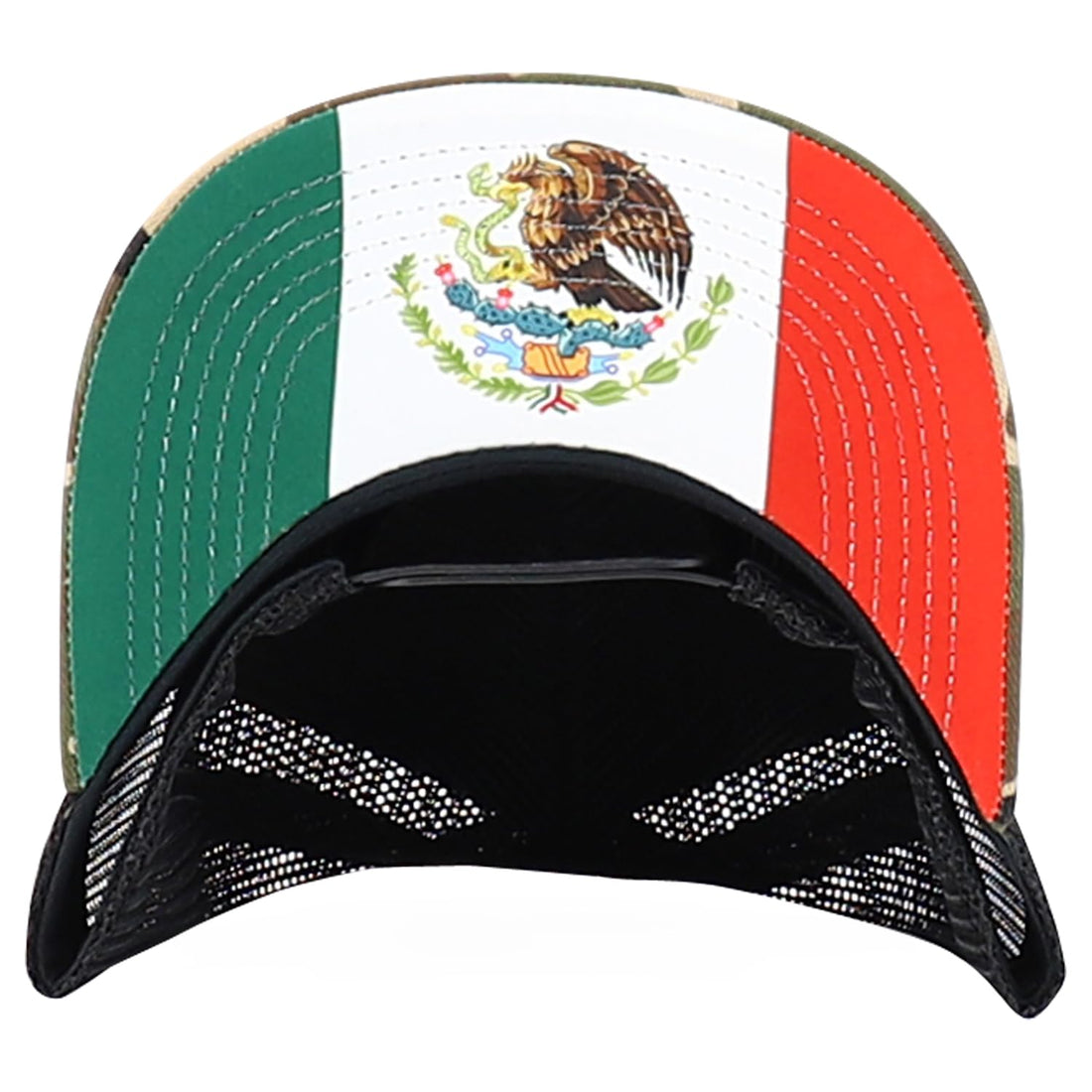 Trendy Apparel Shop 5 Panel Structured Trucker Cap with Mexico Flag Design Undervisor