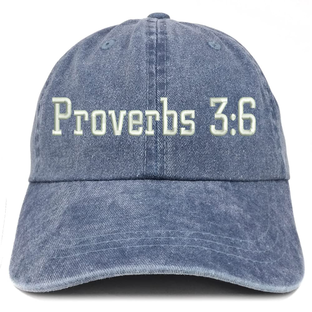 Trendy Apparel Shop Proverbs 3:6 Washed Pigment Dyed Baseball Cap