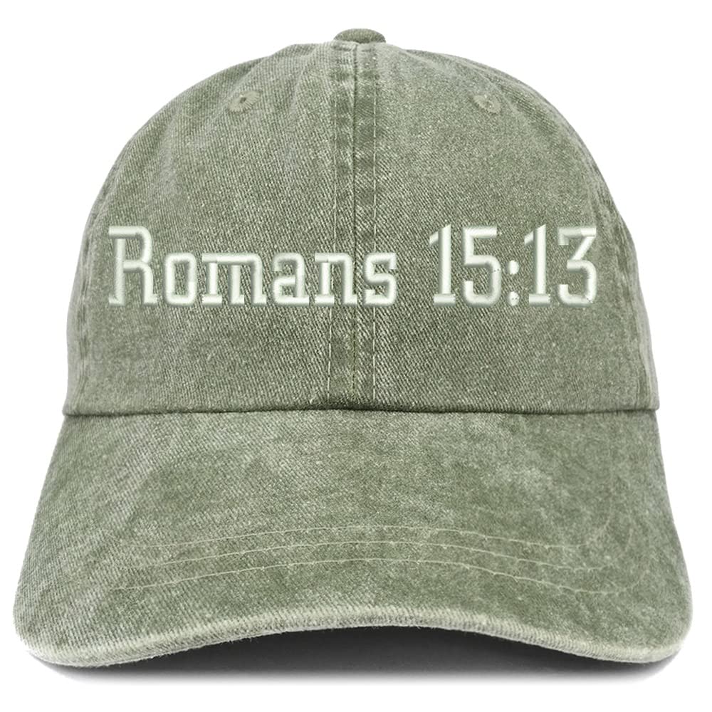 Trendy Apparel Shop Romans 15:13 Washed Pigment Dyed Baseball Cap