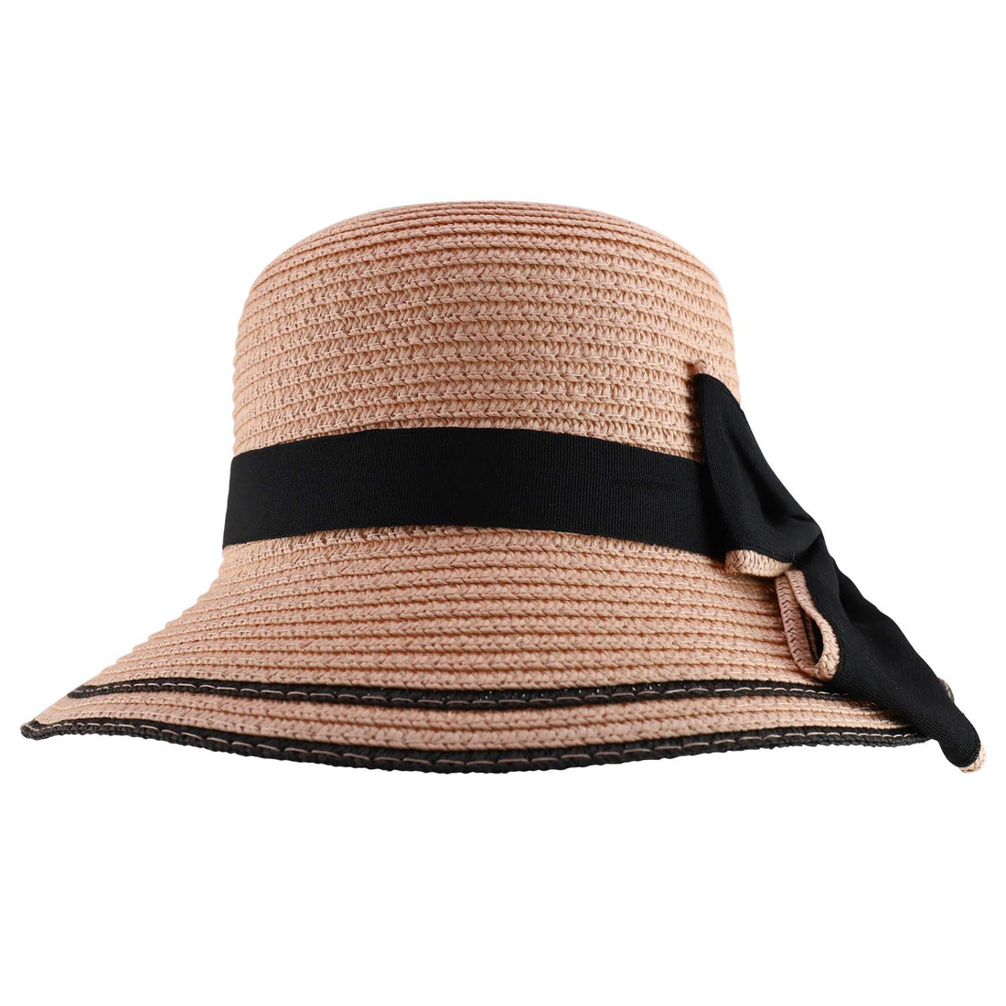 Trendy Apparel Shop Youth Girl's Bow Trim Paper Braid Cloche Sun Hat