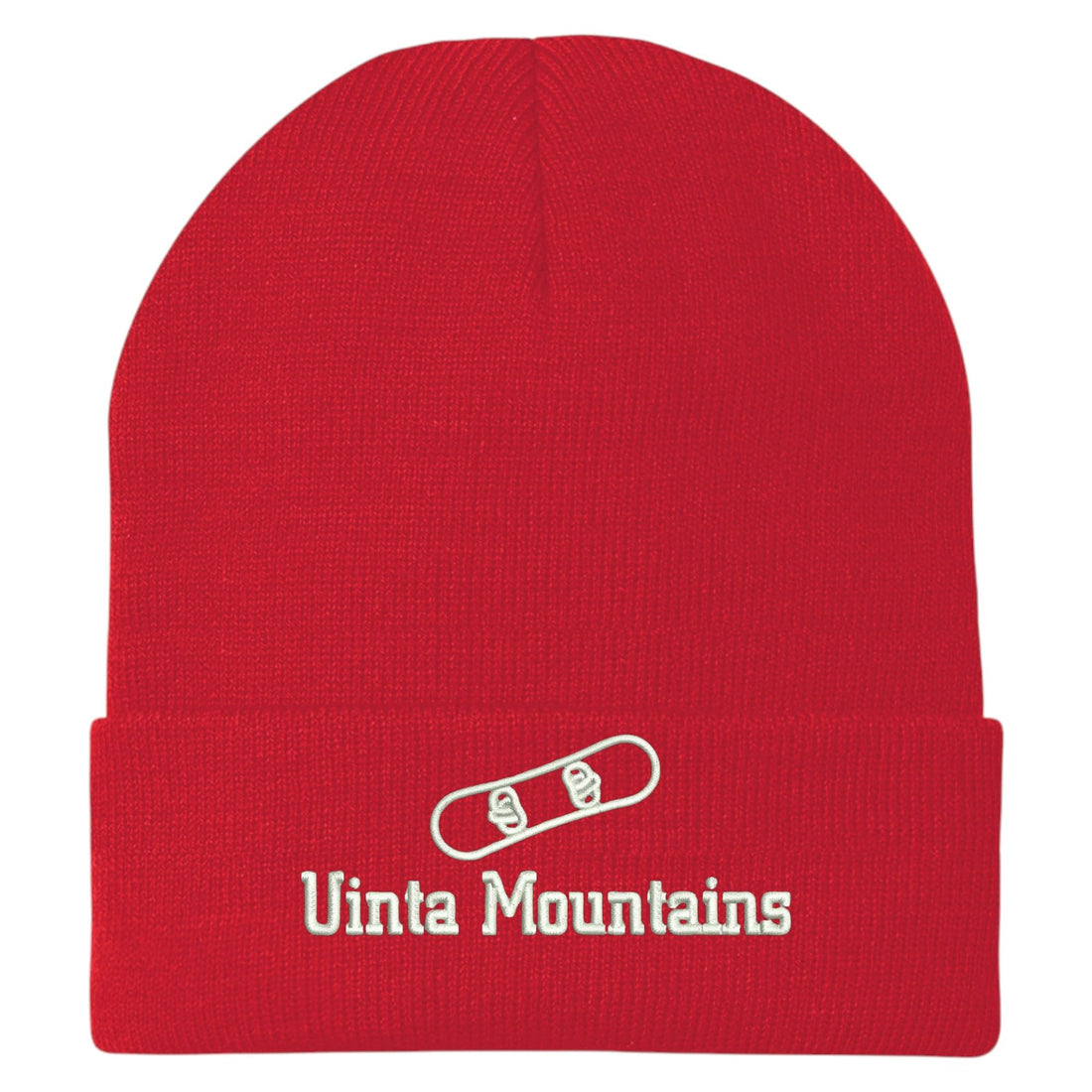 Trendy Apparel Shop Uinta Mountains Snowboard Logo Embroidered Long Cuff Beanie
