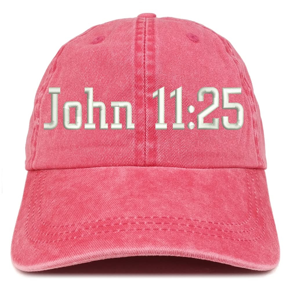 Trendy Apparel Shop John 11:25 Washed Pigment Dyed Baseball Cap