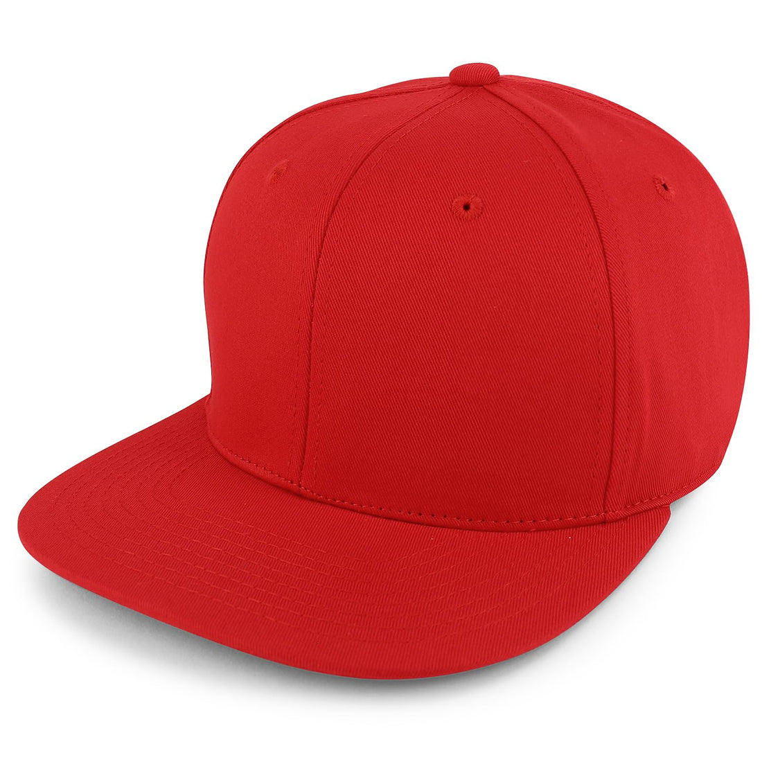 Trendy Apparel Shop 100% Cotton Plain Structured 6 Panels Flatbill Snapback Baseball Cap