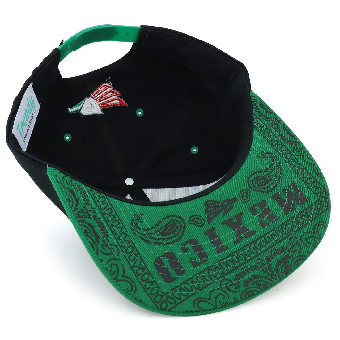 Trendy Apparel Shop Hecho En Mexico Eagle 3D Embroidered Cotton Snapback Cap - Black Green