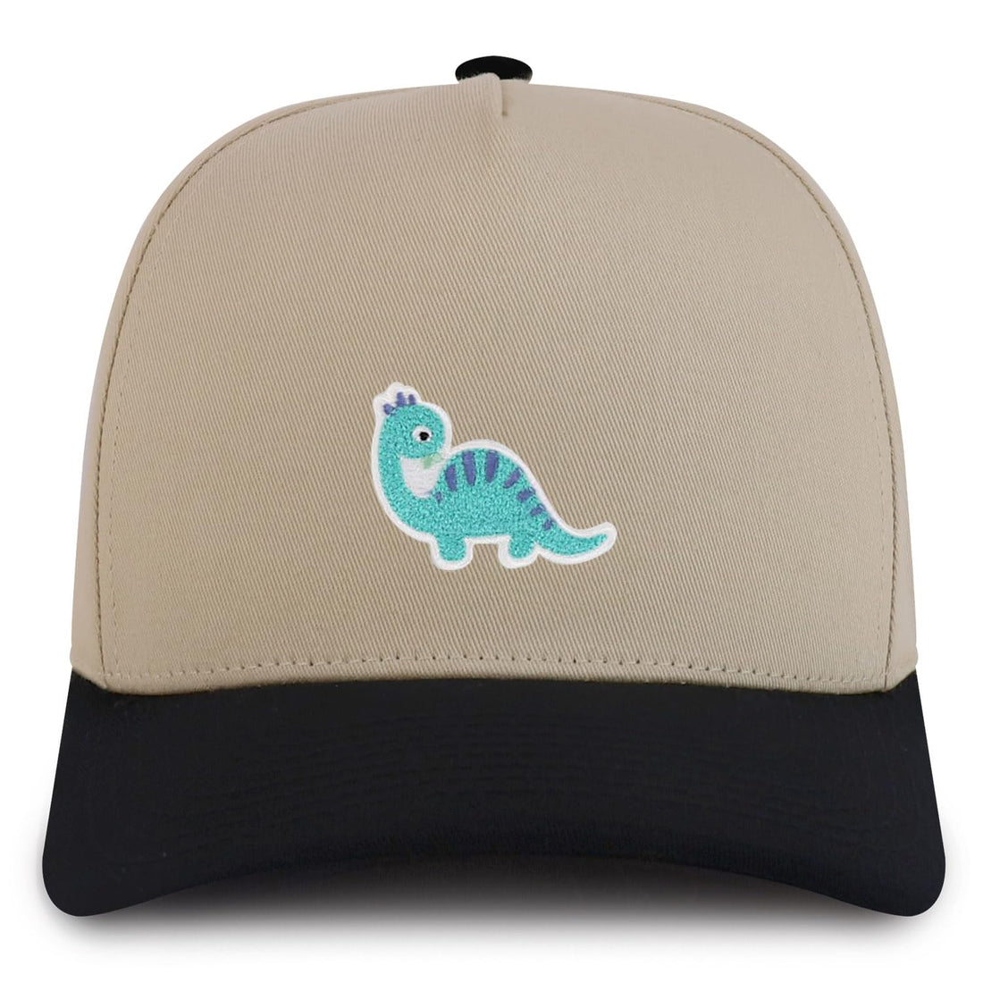 Trendy Apparel Shop Brontosaurus Dinosaurus Patch Cotton 5 Panel Structured Snapback Cap