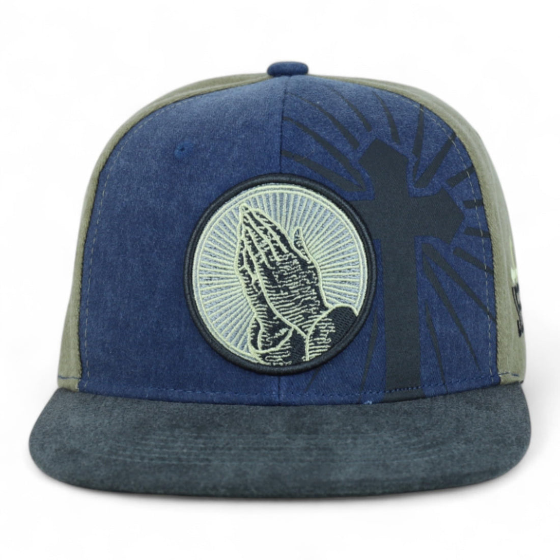 Trendy Apparel Shop Praying Hand Jesus Christian Washed Cotton Flat Bill Snapback Cap