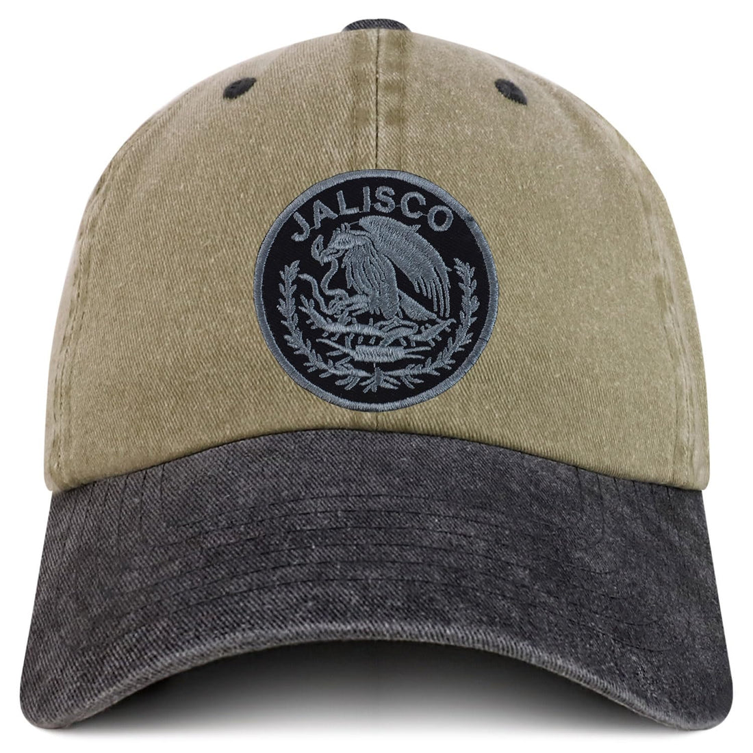 Trendy Apparel Shop Jalisco Mexico Charcoal Embroidered Patch Pigment Dyed Washed Baseball Cap