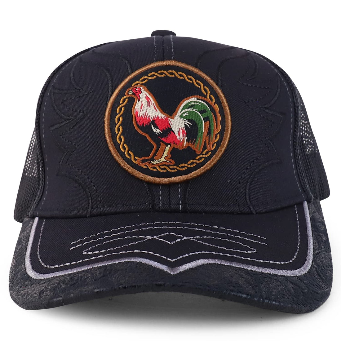 Trendy Apparel Shop Rooster Embroidered Trucker Mesh Baseball Cap