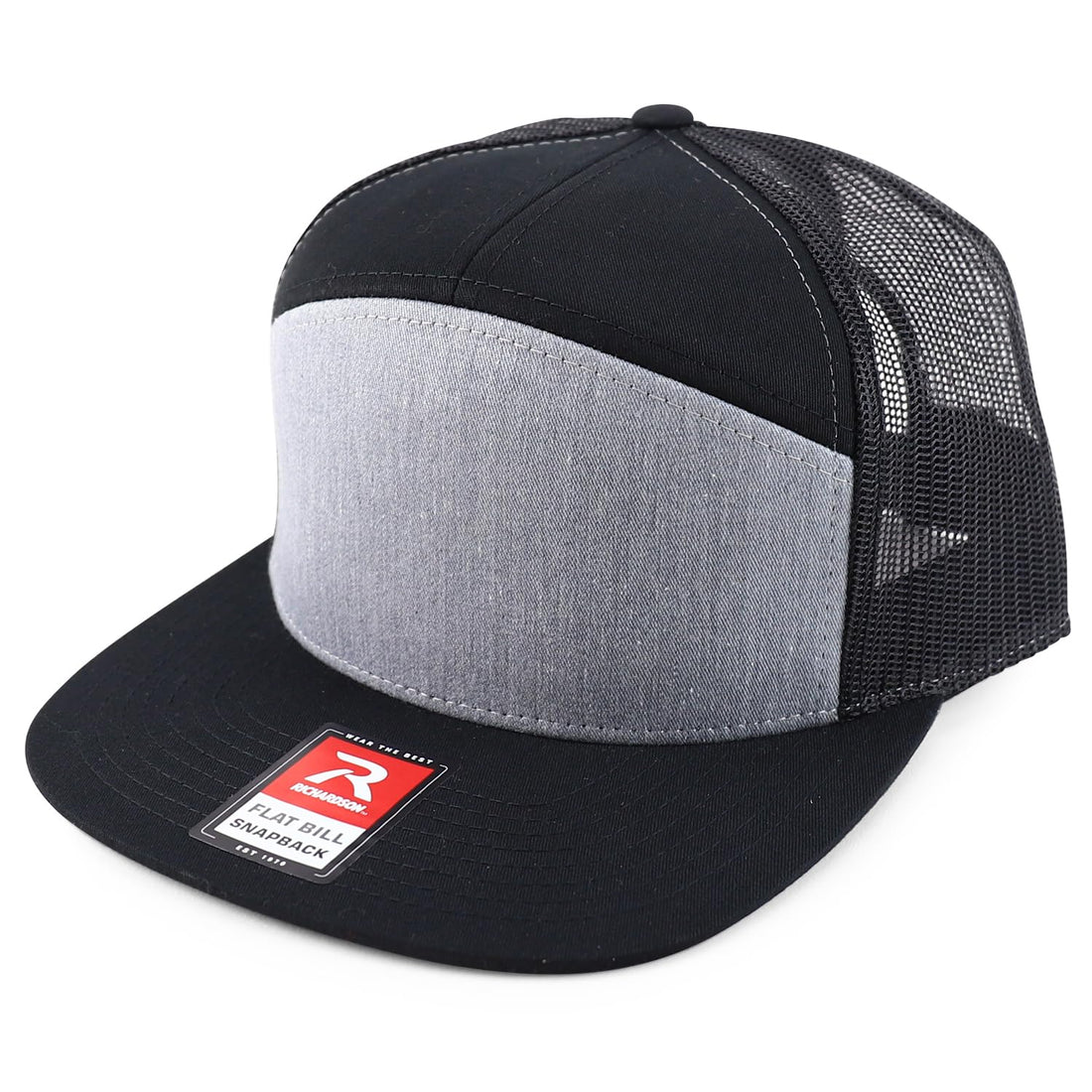 Trendy Apparel Shop Structured High Profile 7 Panel Flat Bill Mesh Back Snapback Cap